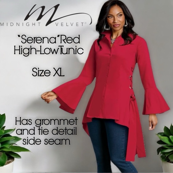 Midnight Velvet “Serena” Red High-Low Tunic - Picture 16 of 16